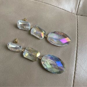 Statement Crystal Drop Earrings – Iridescent Acrylic Beads - Item 0303